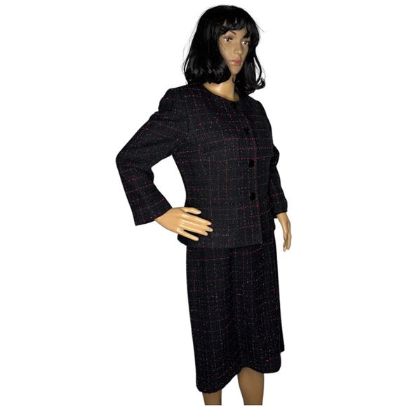 Tahari ASL evening classics boucle tweed sparkly dress suit black & red size 8 - Picture 13 of 16